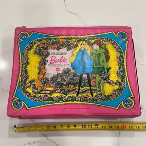 Vintage Barbie storage case and miscellaneous clothes